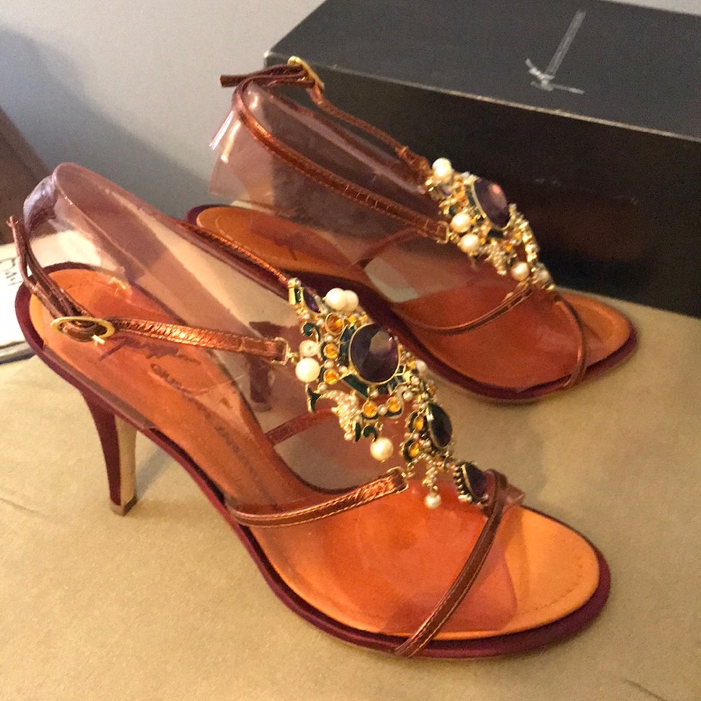 Burgundy/Copper Jewelled Giuseppe Zanotti Sandals.